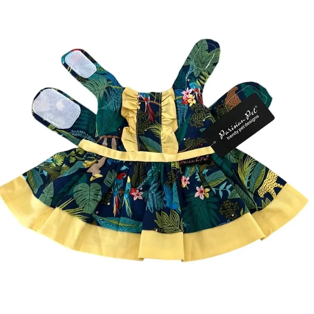Parisian Pet XS Amazon Rain Forest Print Dog Dress NWT Sundress Ruffle